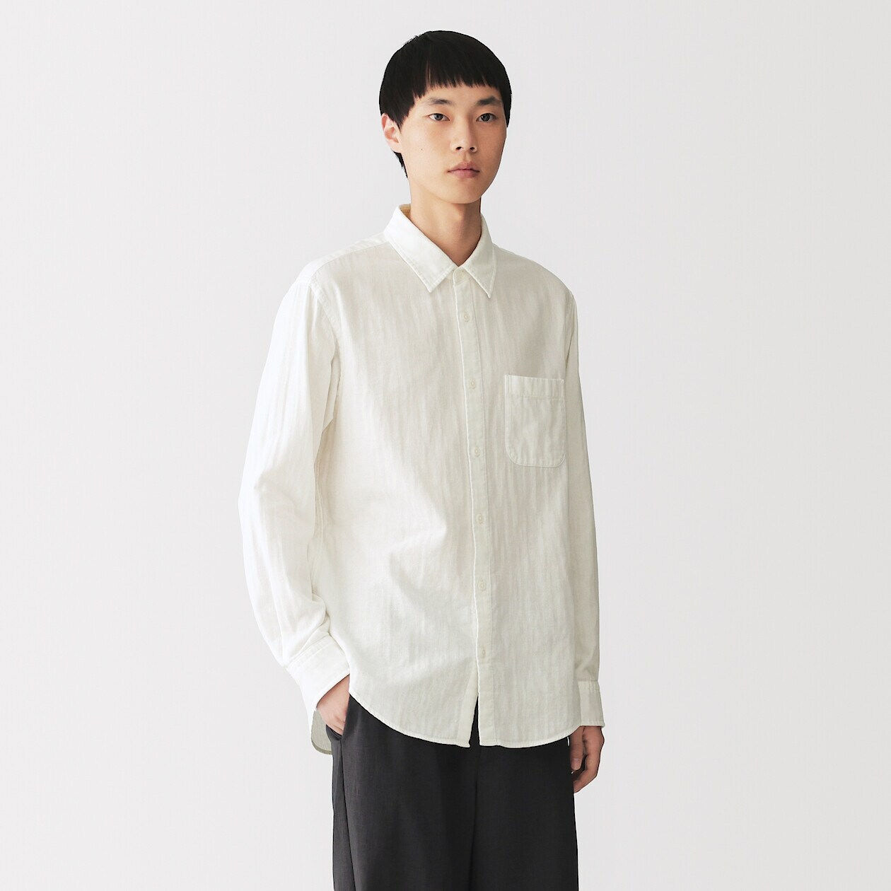 Mens Kapok Blended Double Gauze Long Sleeve Shirt