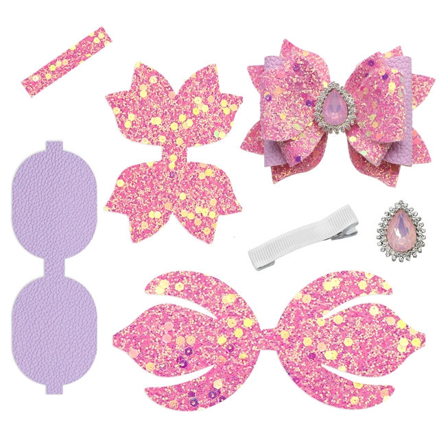 Thumbnail: GLITTER BOW KIT WITH COLORED STONE EMBELLISHMENT (MULTIPLE STYLES)
