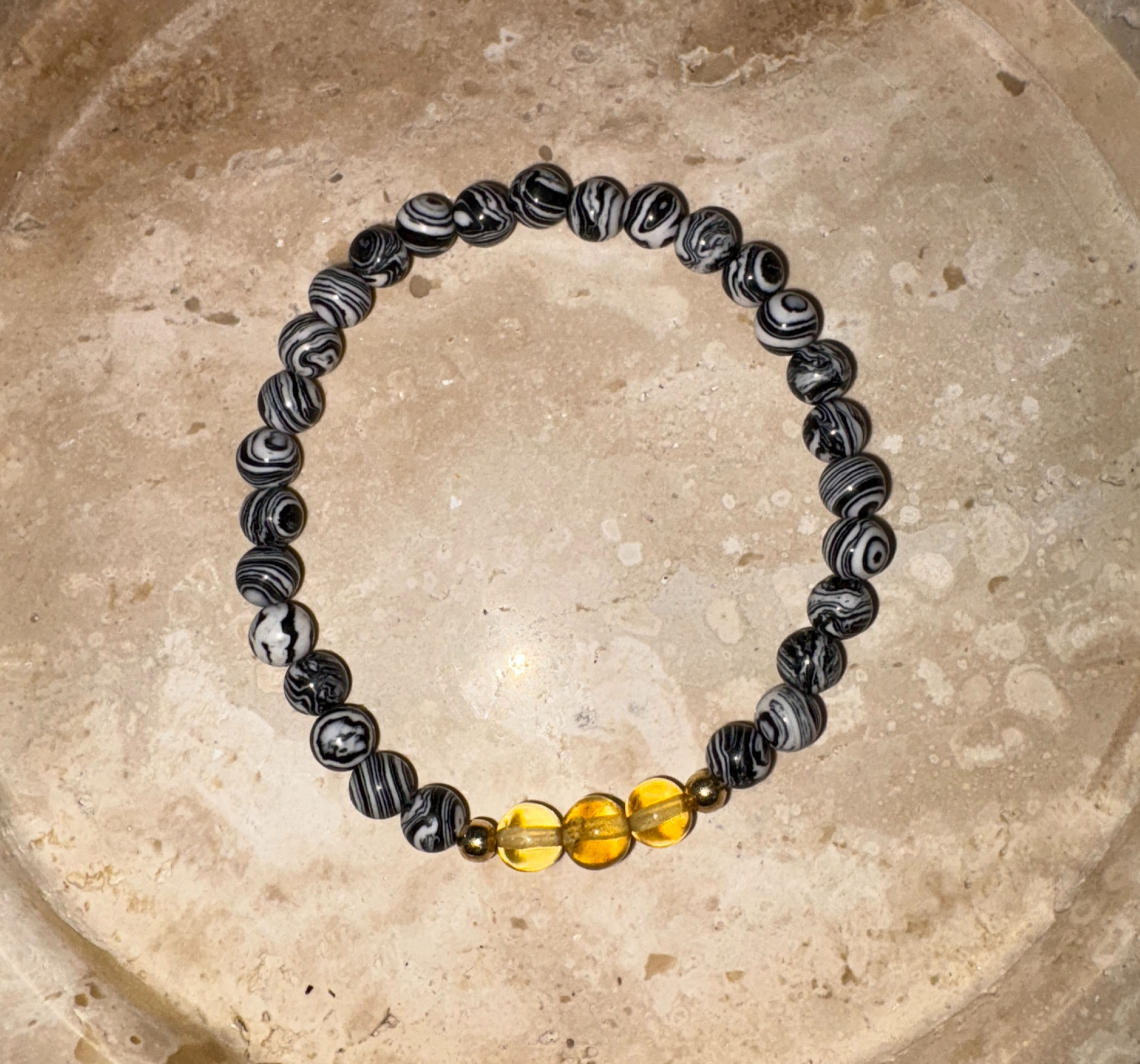 Bracelet Guardian del Alba – Ambre du Chiapas & Agate Zébrée