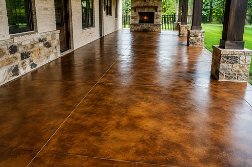 Stained concrete patio with decorative finish