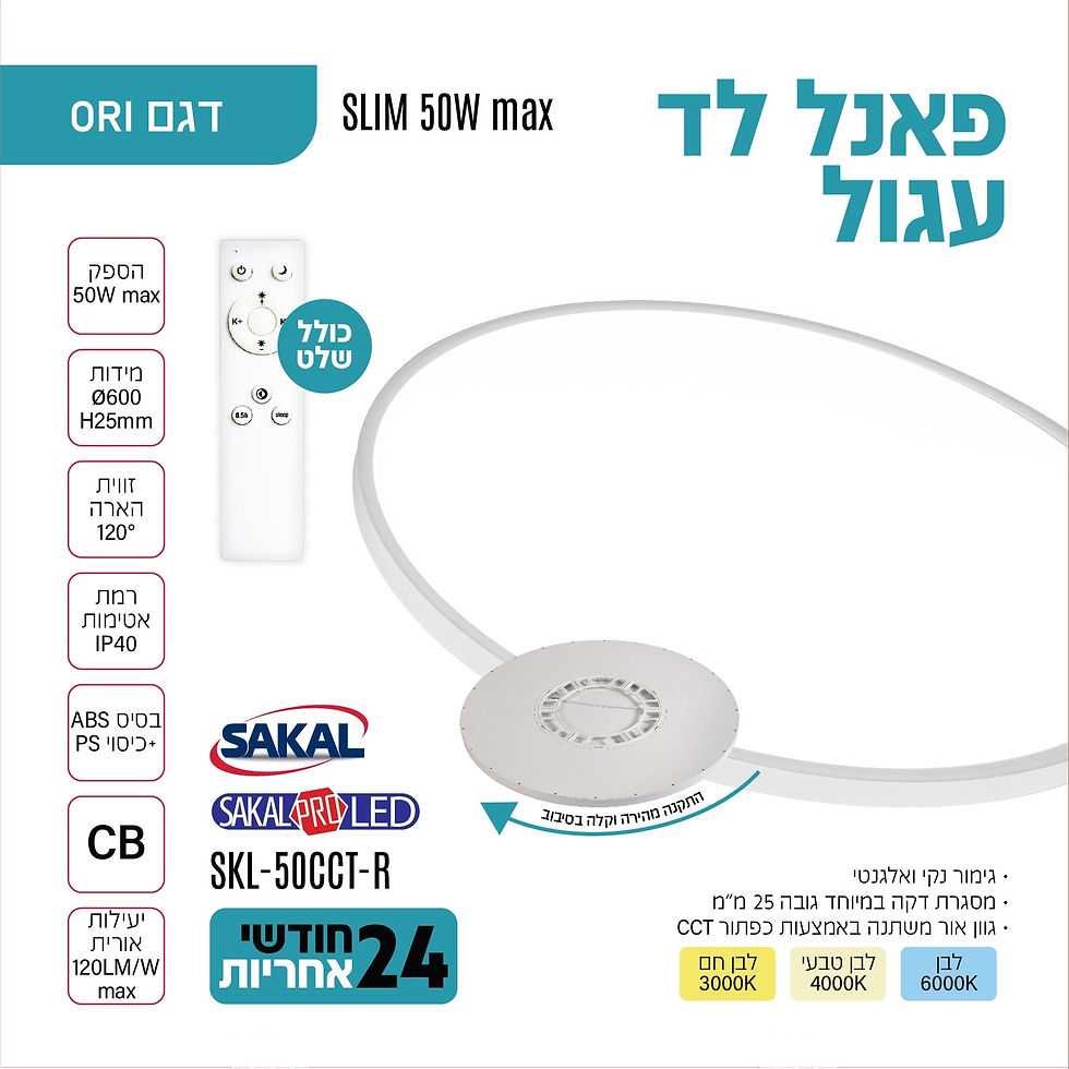 תמונה ממוזערת: פנל לד עיגול צמוד קיר/תקרה קוטר כ-60 ס"מ גוון אור משתנה CCT+שלט רחוק