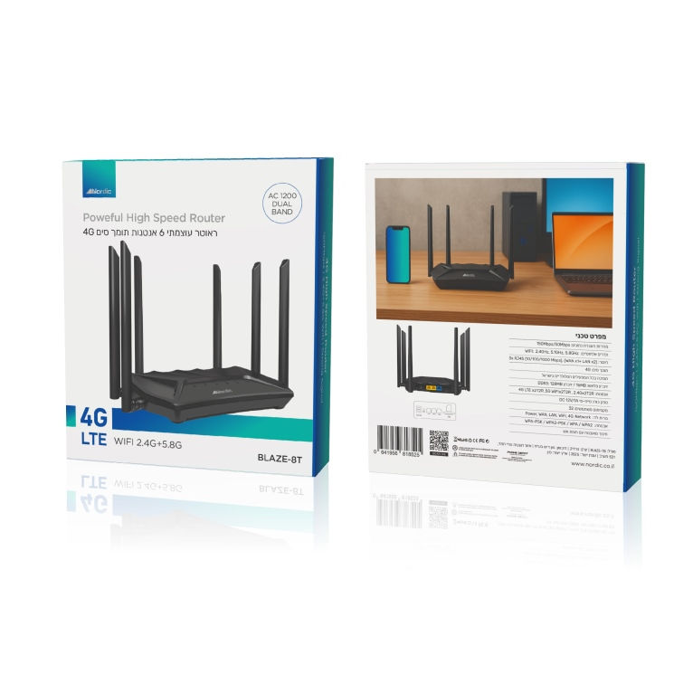 ראוטר Nordic Blaze 8T 2.4 and 5/8 GHz LTE סים