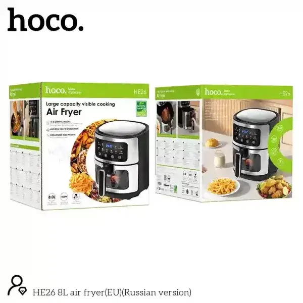 HOCO HE26 – סיר טיגון באוויר 8 ליטר עם חלון צפייה
