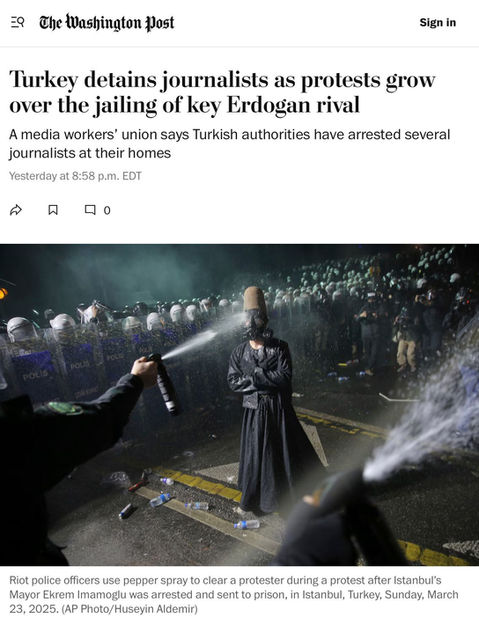 News article of "The Washington Post" with the picture taken by Hüseyin Aldemir