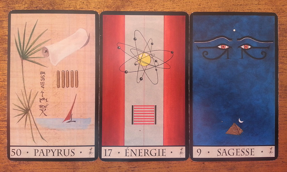 Cartes tirées de L'Oracle de la Triade de Dominike Duplaa - Papyrus - Energie - Sagesse