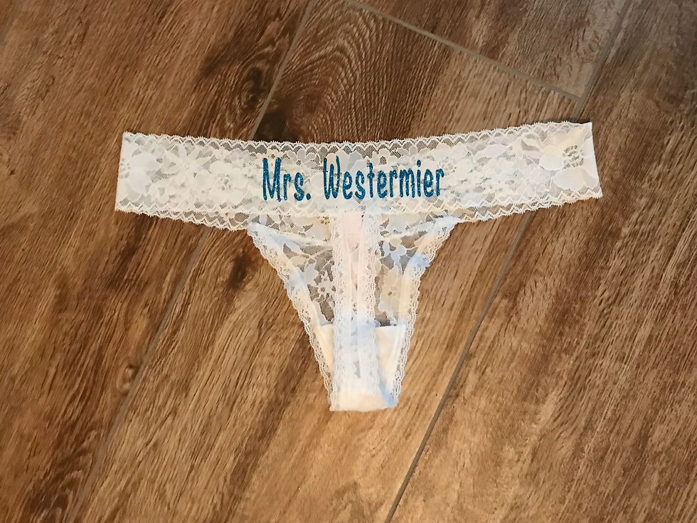 Thumbnail: Custom White Thong Panties Personalized With Your Words