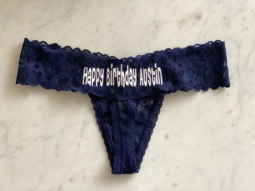 Thumbnail: Custom Blue Thong Panties Personalized With Your Words