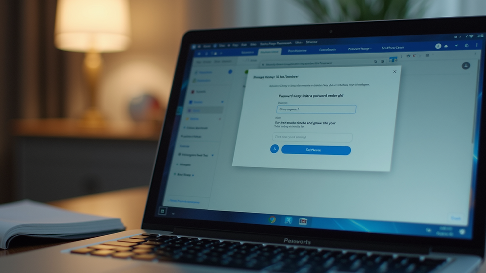 Eye-level view of a laptop screen showing a password manager app