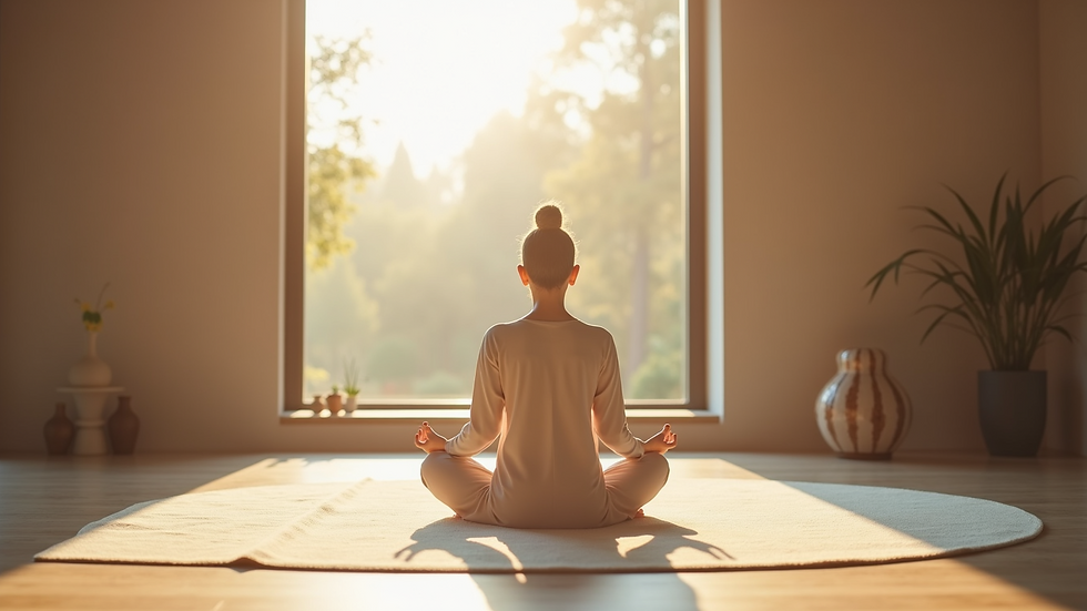 Close-up view of a calm meditation space