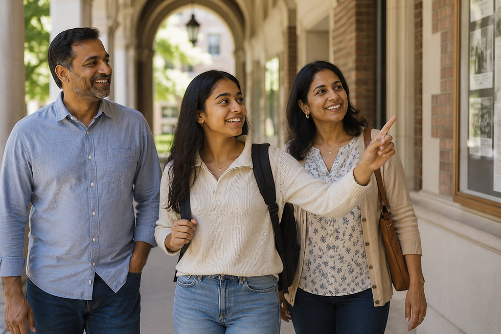 College consultant meeting with students and family