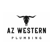 AZ Western Plumbing black and white logo with bulls skull in the center