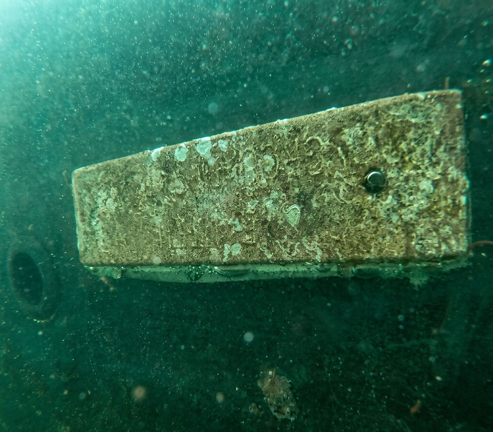 Corroded zinc anode underwater