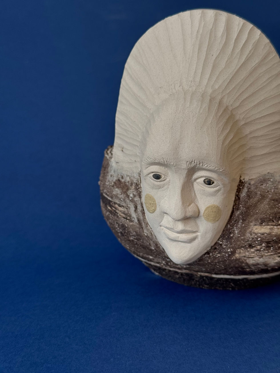 Hand-sculpted ceramic vase with Syrin face, ancient style, mystical, fait-maison. Buy Ceramics by Maryna Riepnova. Repka Arts