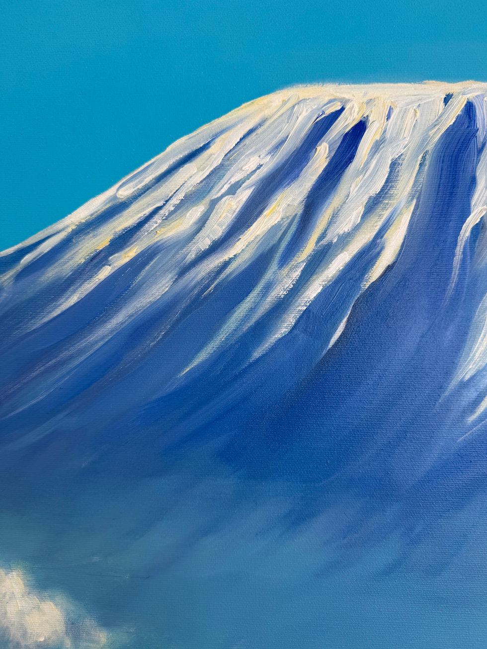 Elephant herd graze beneath the majestic Mount Kilimanjaro in this vibrant Fauvism/Impressionism oil on canvas painting.