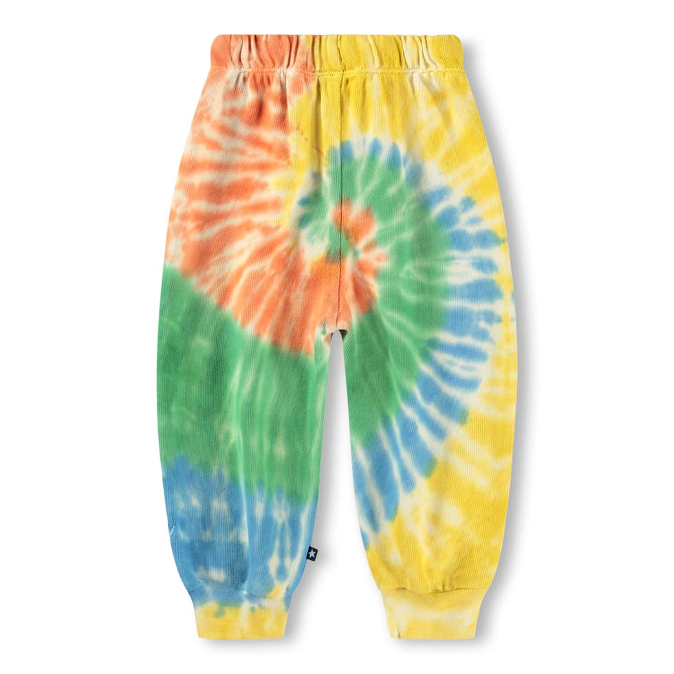 Back view of the tie-dye jogger pants showing elastic waistband and cuffs.