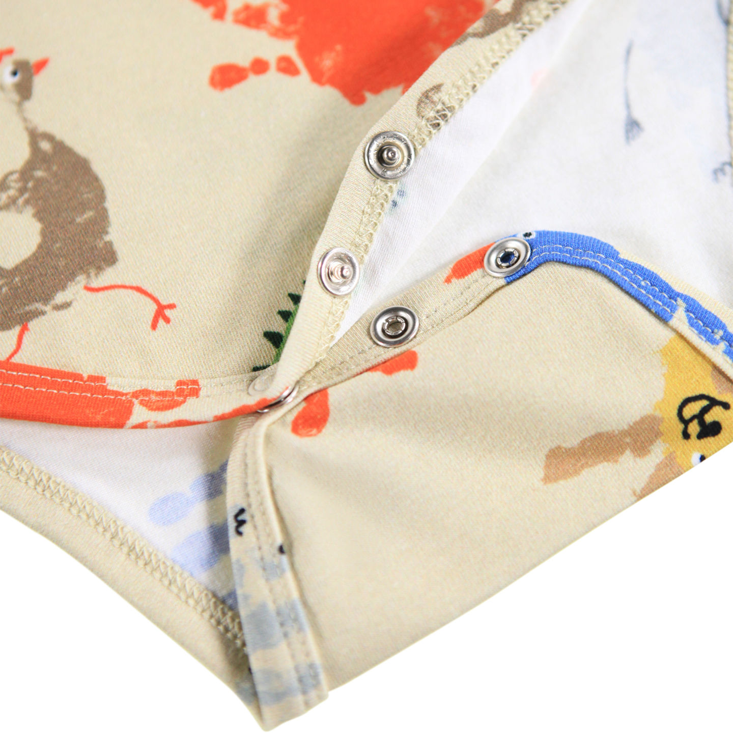 Detail of Molo Foss hand animal print and snap closure at the bottom