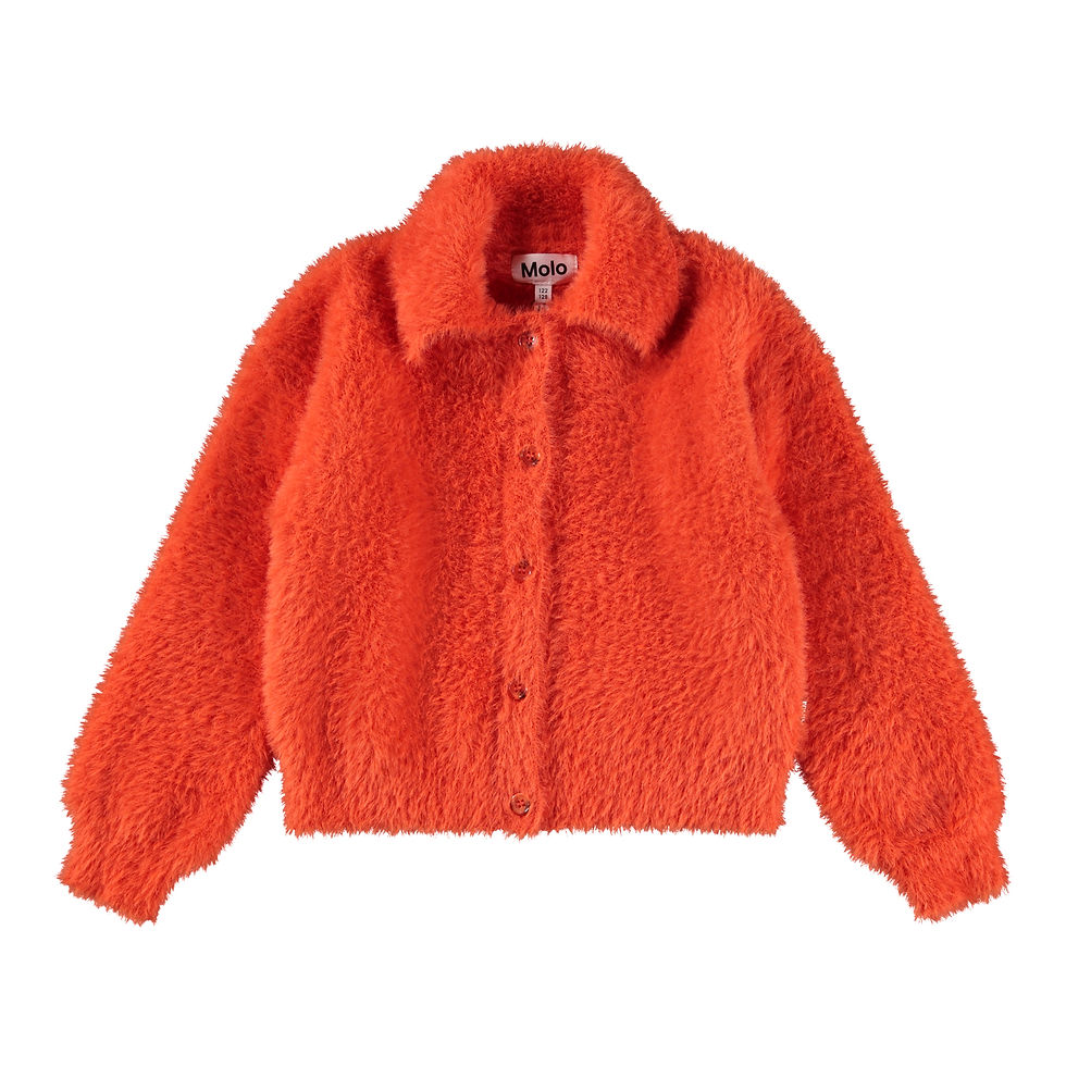 Molo Gwen cardigan in Rising Sun orange – flat lay front view