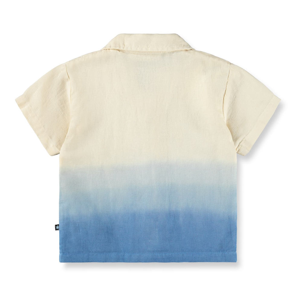 Back view of the gradient shirt showing cream-to-blue color transition.
