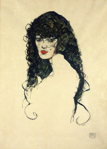 Portrait of a Woman with Black Hair, Egon Schiele, 1914, 45 x 31.7 cm, Coleção Privada.