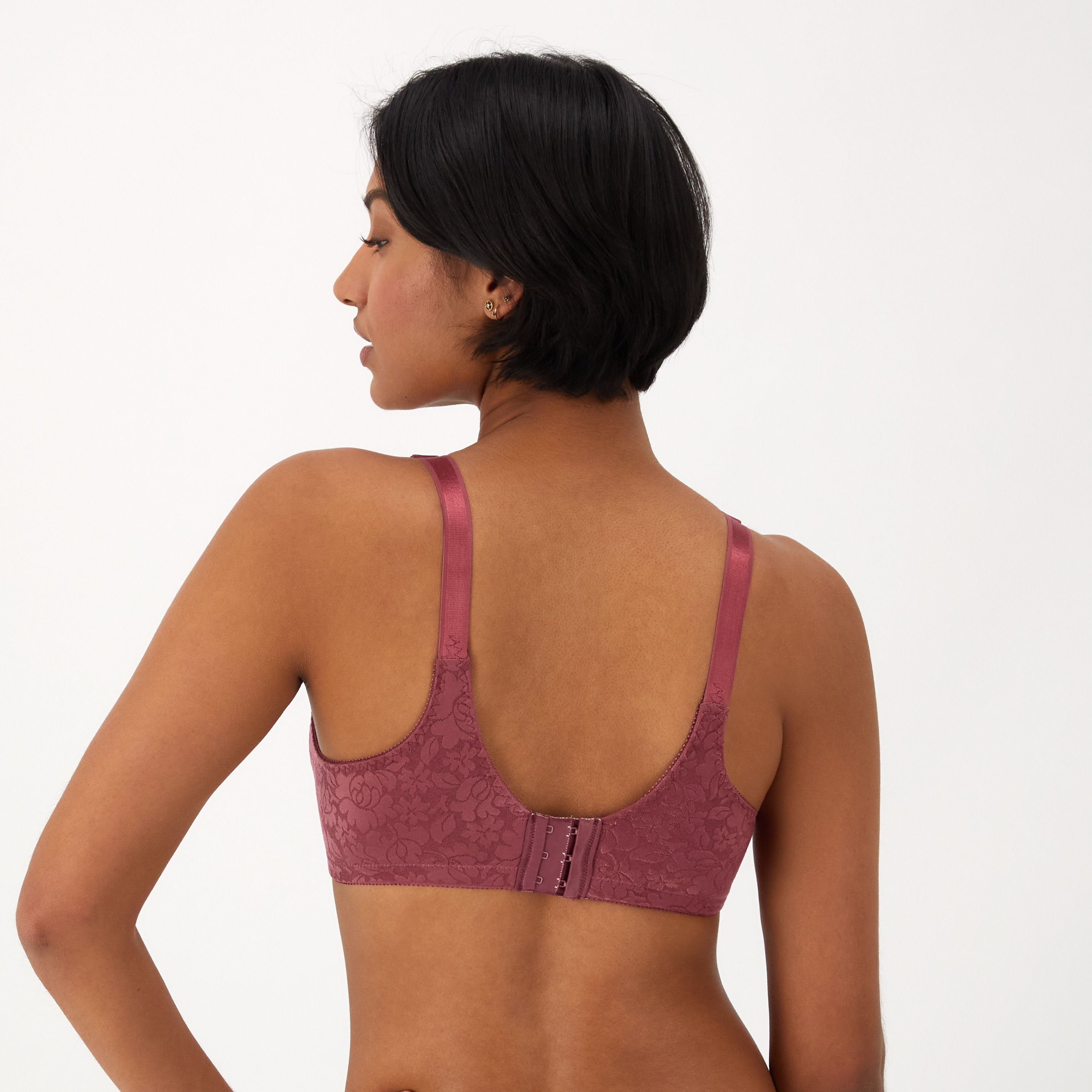 BALI DOUBLE SUPPORT LACE WIREFREE BRA DF3372 RUSTIC BERRY RED