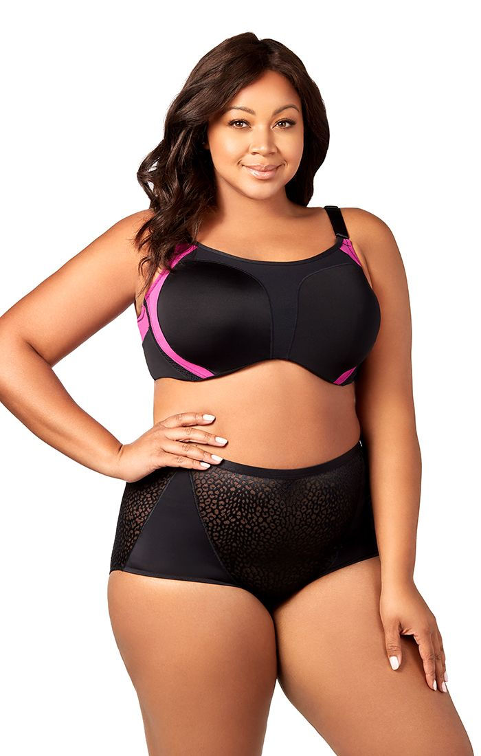 Elila BLACK & FUCHSIA MICROFIBER UNDERWIRE SPORTS BRA2511-BF