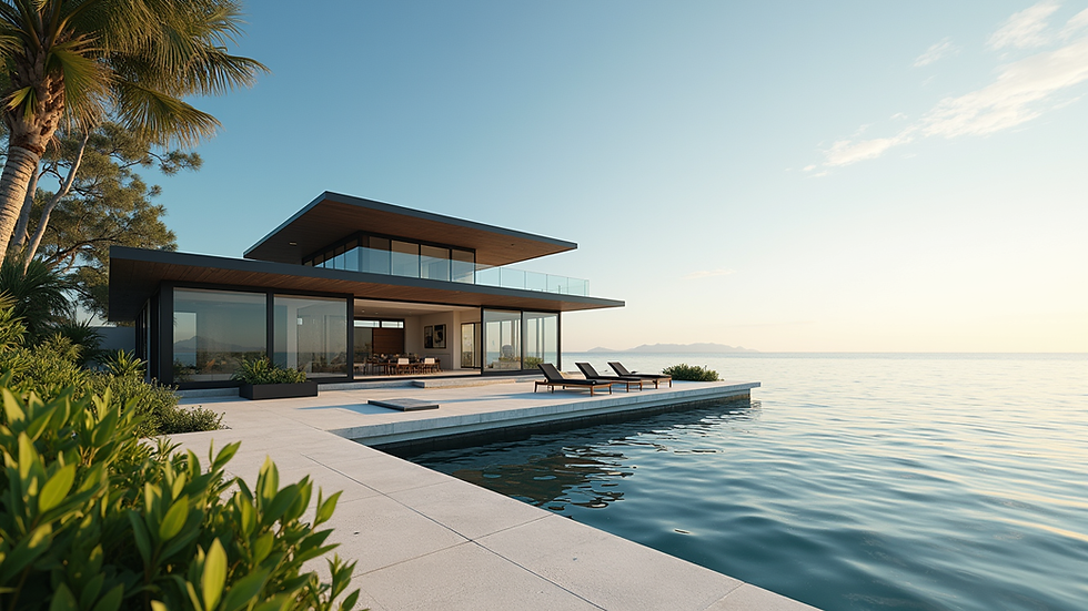 Eye-level view of a modern waterfront home in Clearwater