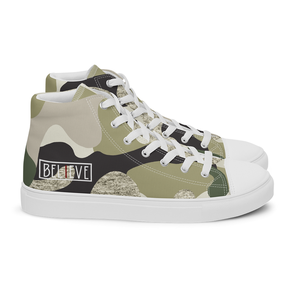 Thumbnail: iBelieve Men’s High-Top Canvas Shoes (Camo/White/Red)