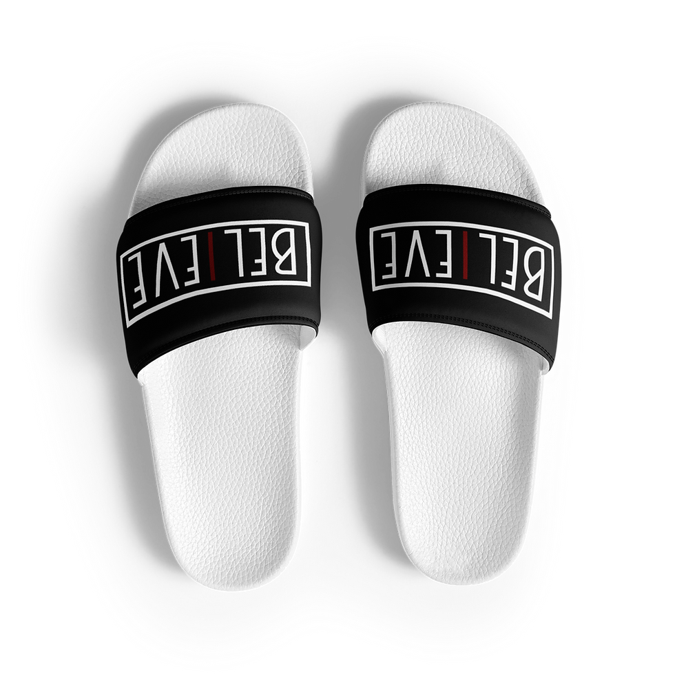 Thumbnail: iBelieve Men’s Slides (Black/White/Red)