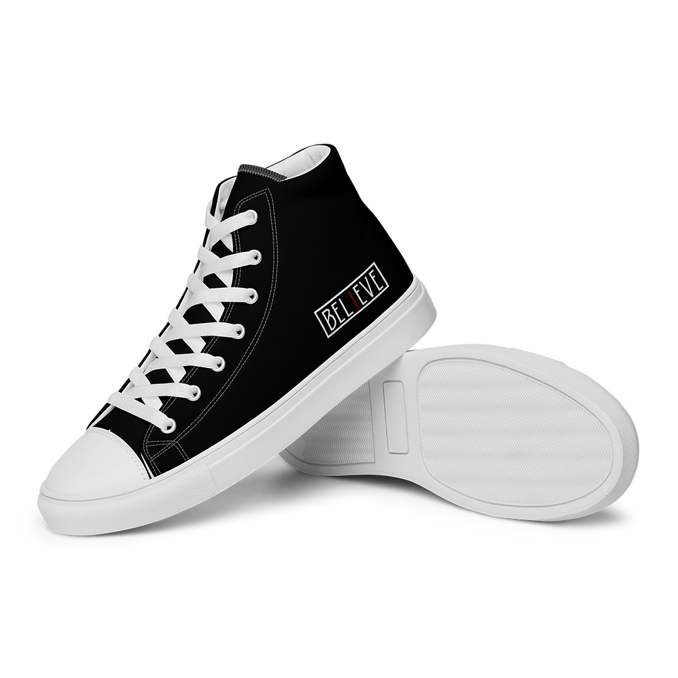 Thumbnail: iBelieve Women’s High-Top Canvas Shoes (Black/White/Red)
