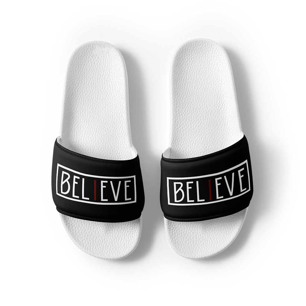 Thumbnail: iBelieve Women's Slides (Black/White/Red)