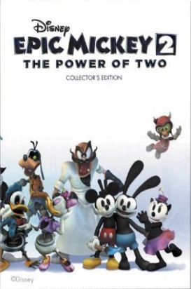 The cover features several Mickey characters standing next to each other over a white background. Mickey and Oswald are shoulder to shoulder with Ortensia next toe them and a smaller character flying above them. On the other side is a character in a white robe, then Donald, Goofy, and Daisy.