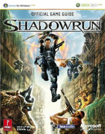 The cover shows a man jumping down on to another man and a troll looking up at him with weapons drawn. Behind the man in the air is a troll with a glider floating through the air, and to the side is a shadowed figure sitting on a ledge. On either side of all of these characters are walls made out of cubed stones with grass overhanging.