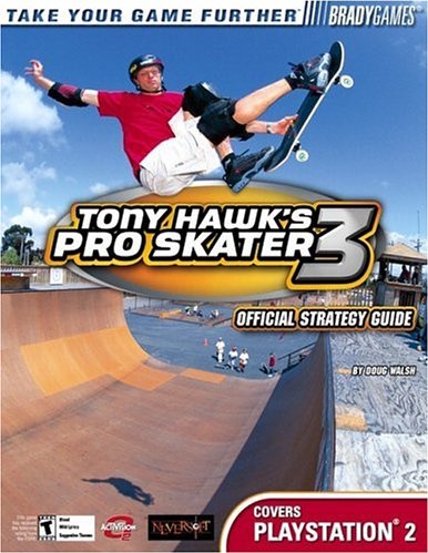 The cover features the professional skateboarder Tony Hawk in the air over a half pipe. He's grabbing the side of his board while extending a leg out in front of him. Behind the half pipe is the rest of a skate park with some people watching Tony Hawk.