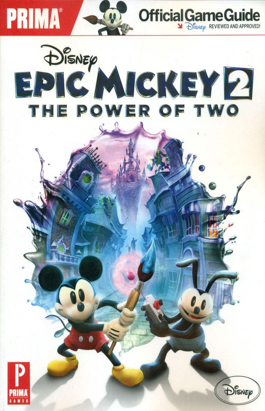 The cover features Mickey and Oswald standing next to each other. Mickey is holding a paint brush, Oswald is holding a remote with a big red button and a glowing antenna. Behind them is a big splash of paint and in the paint you can see different buildings on either side of a street and a castle in the distance.