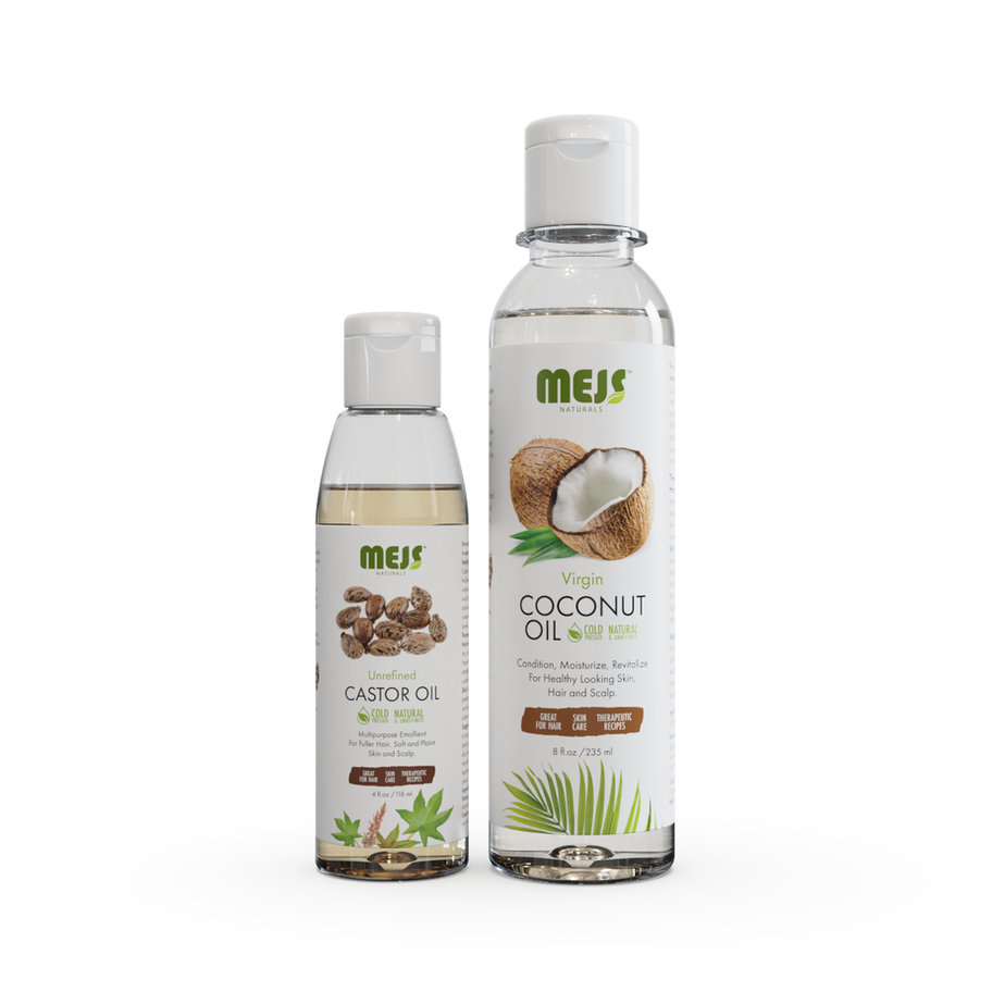 MEJS Naturals Castor Oil 4 ml and Coconut Oil 8 ml Bundle