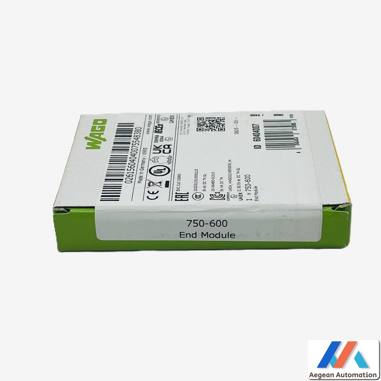 WAGO 750-600 sealed package top label and seal visible