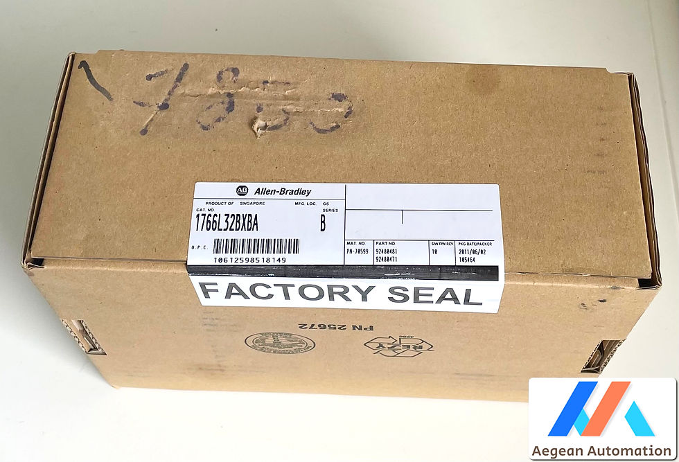 Thumbnail: Allen-Bradley 1766-L32BXBA MicroLogix sealed package top label and seal visible