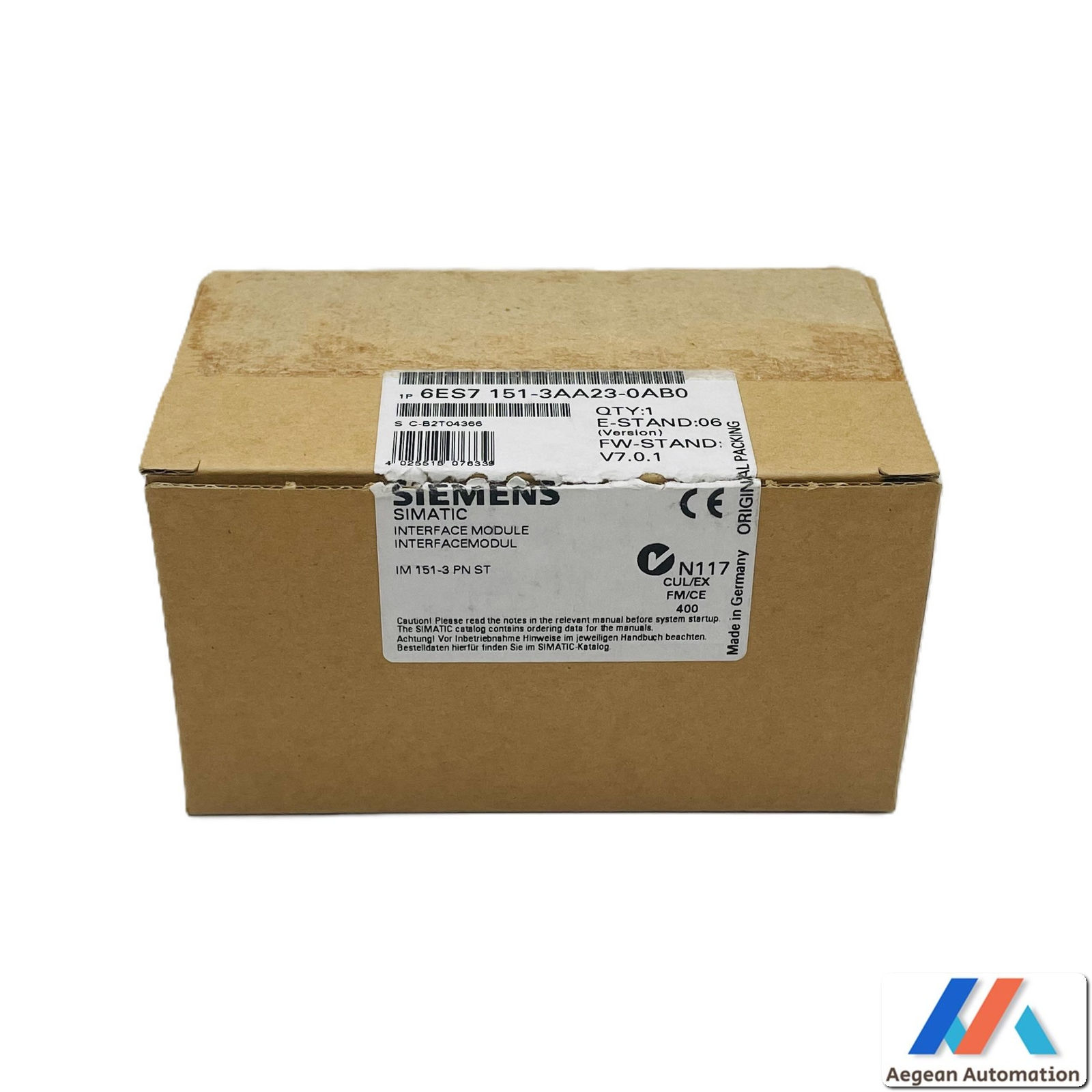 Siemens 6ES7151-3AA23-0AB0 front view with original packaging