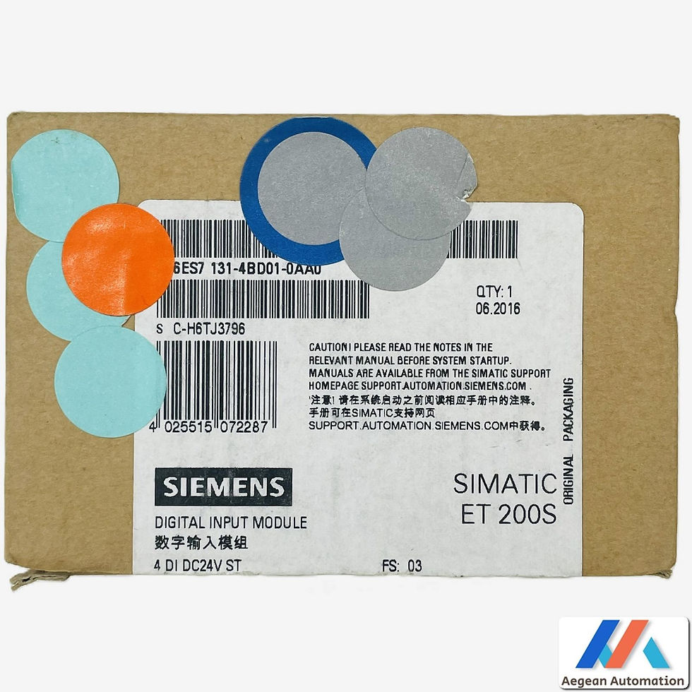 Siemens 6ES7131-4BD01-0AA0 close-up of barcode and model number on box