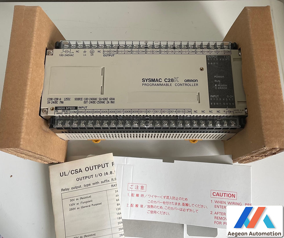 Thumbnail: OMRON C28K-CDR-A Programmable Controller close-up of barcode and model number on box