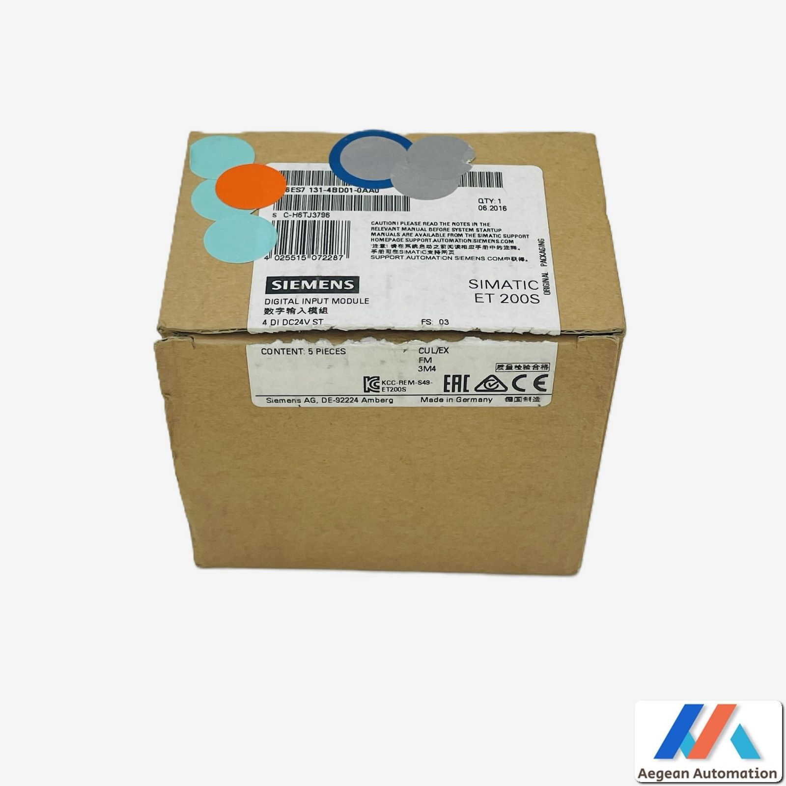 Siemens 6ES7131-4BD01-0AA0 front view with original packaging