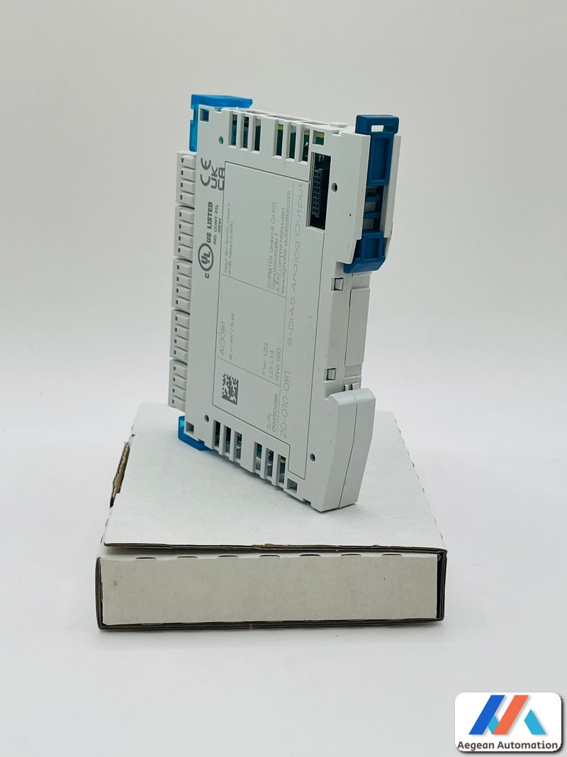 Miniaturbild: SIGMATEK AO081 S-DIAS Analog Output Module AO 081 20-010-081 rear view showing mounting options
