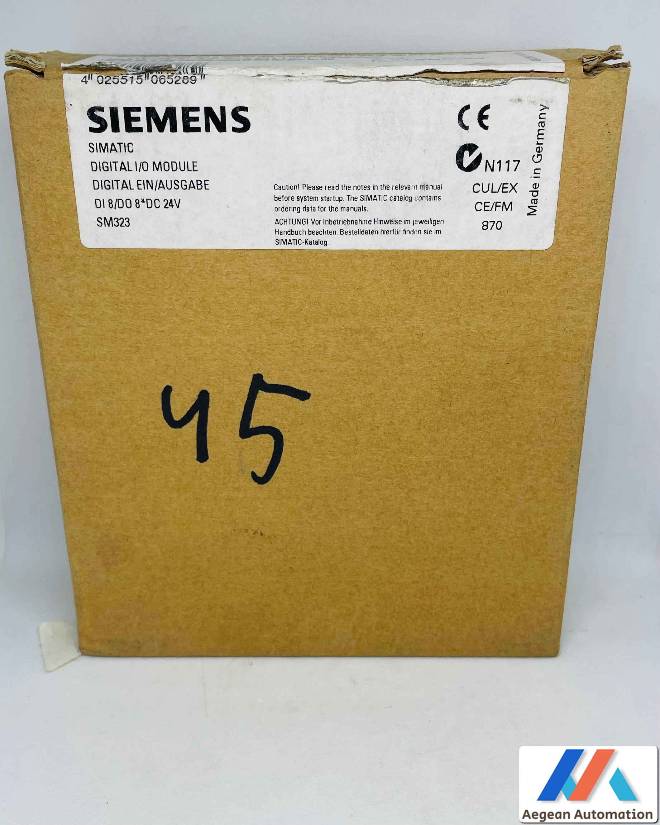 Siemens Simatic 6ES7323-1BH01-0AA0 front view with original packaging