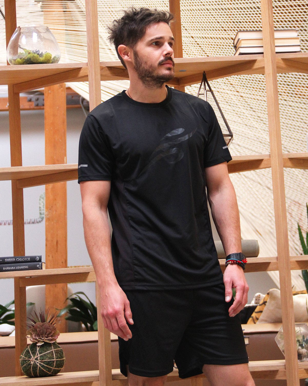 Robert Short Sleeve Shirt With Reflective Logo - Black