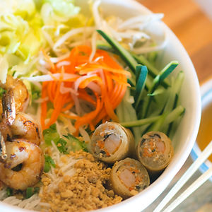 Vermicelli Noodle with Grilled Meat and Eggroll