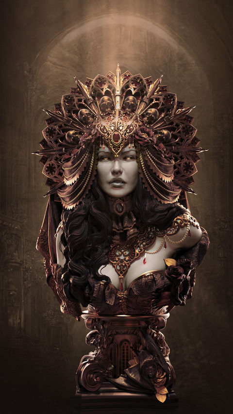 Isobel the Matriarch baroque vampire sculpted and designed  by casculpts stl files for 3d printing