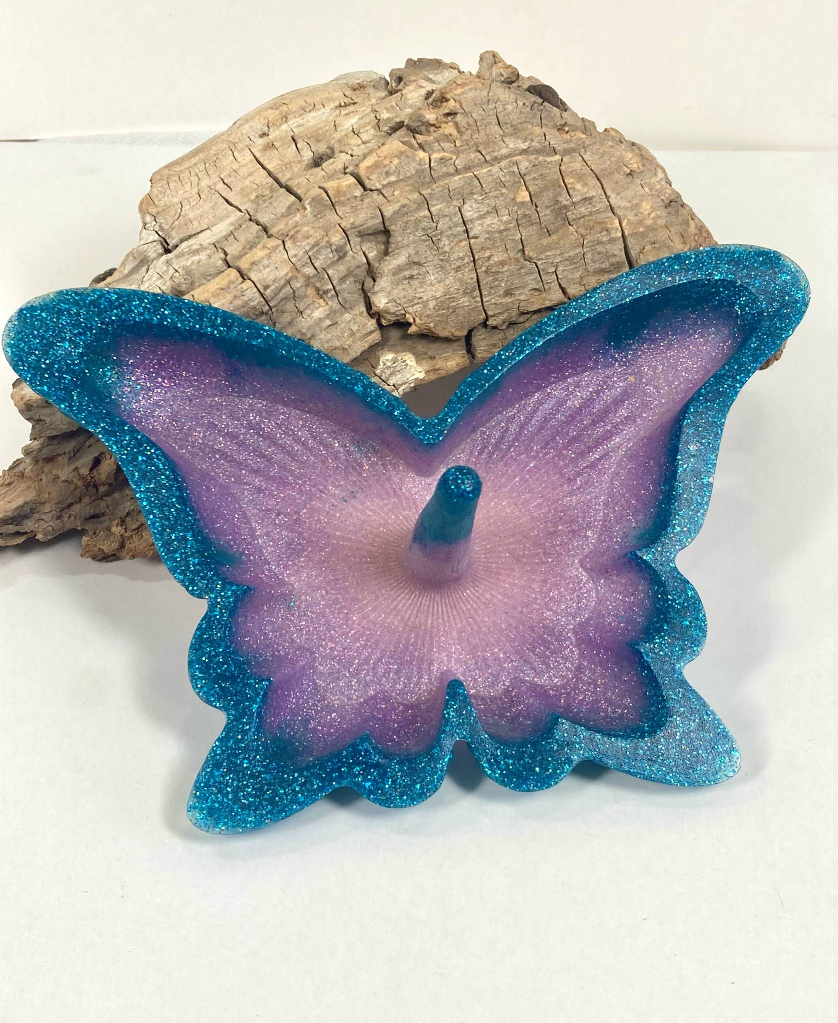 Blue and Purple Resin Butterfly Ring Holder
