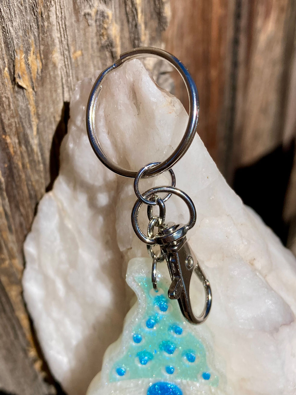 Thumbnail: Blue and White Gnome Keychain – Resin Gnome Bag Charm