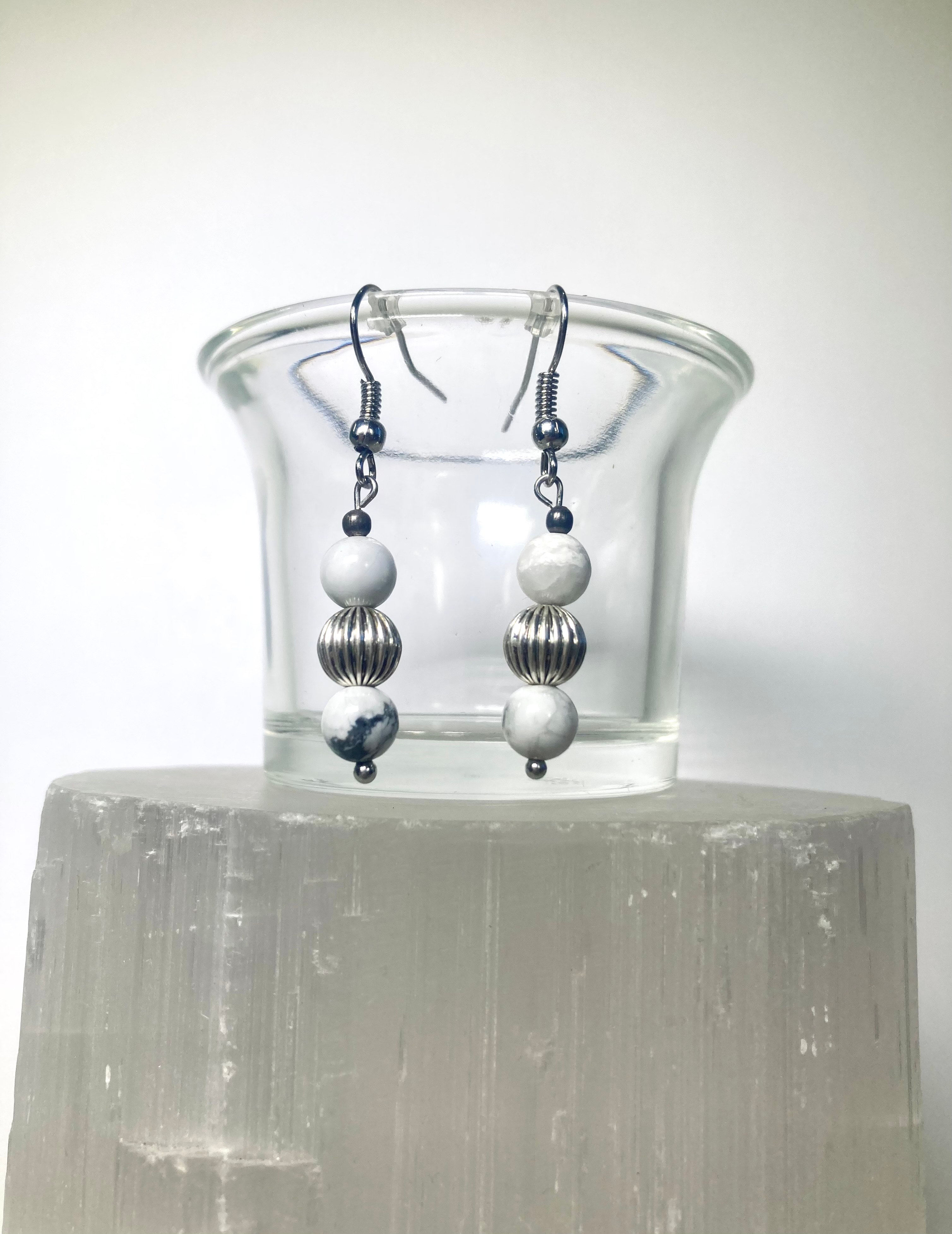 Handmade Howlite Dangle Earrings