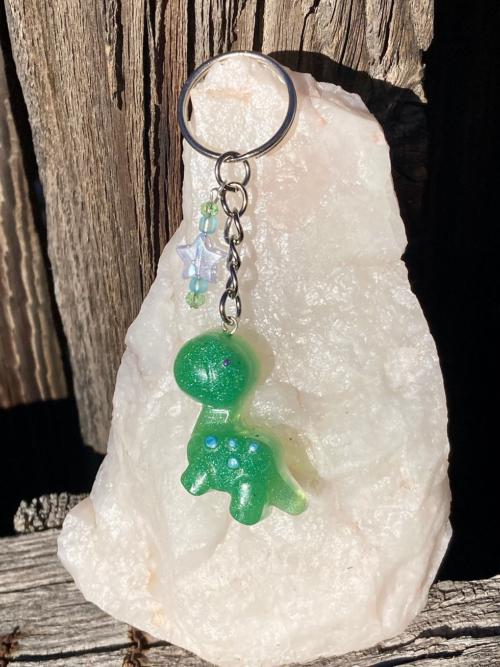 Thumbnail: Green Longneck Dinosaur Resin Keychain